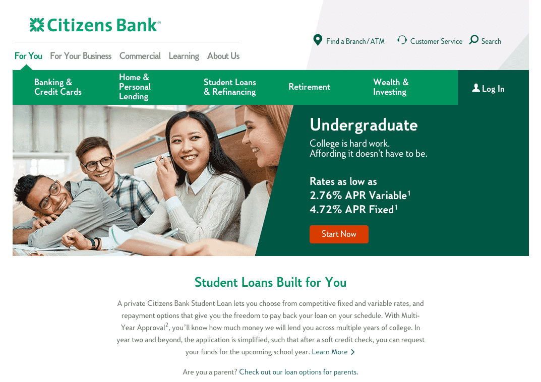 citizen bank best private student loans
