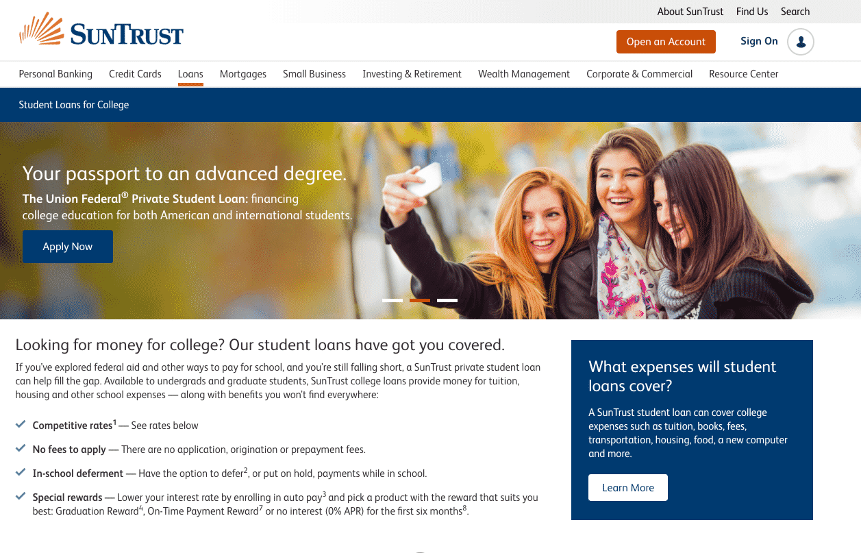 SunTrust private student loans